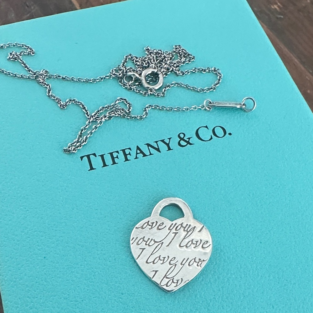 Tiffany & Co. “I love you” pendant and 18” chain
